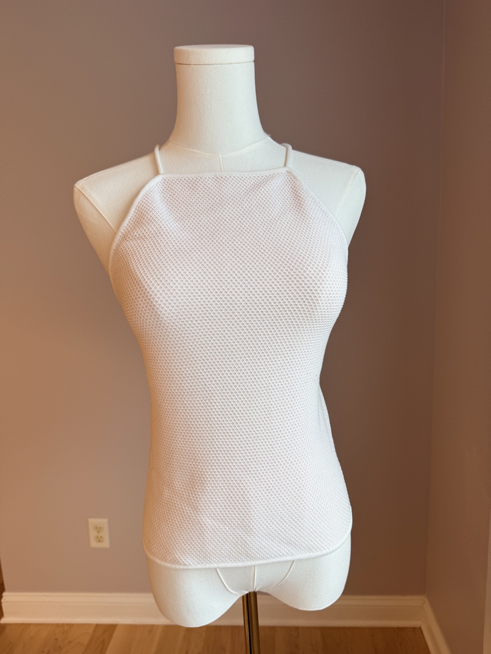 Club Monaco White Textured Halter Camisole